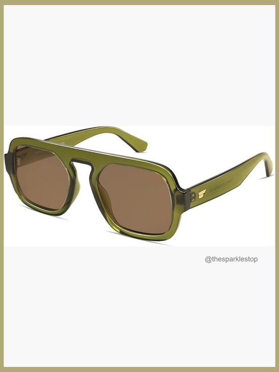 Retro Square Aviator Flat Top Rectangle Sunglasses UV400 main image 5